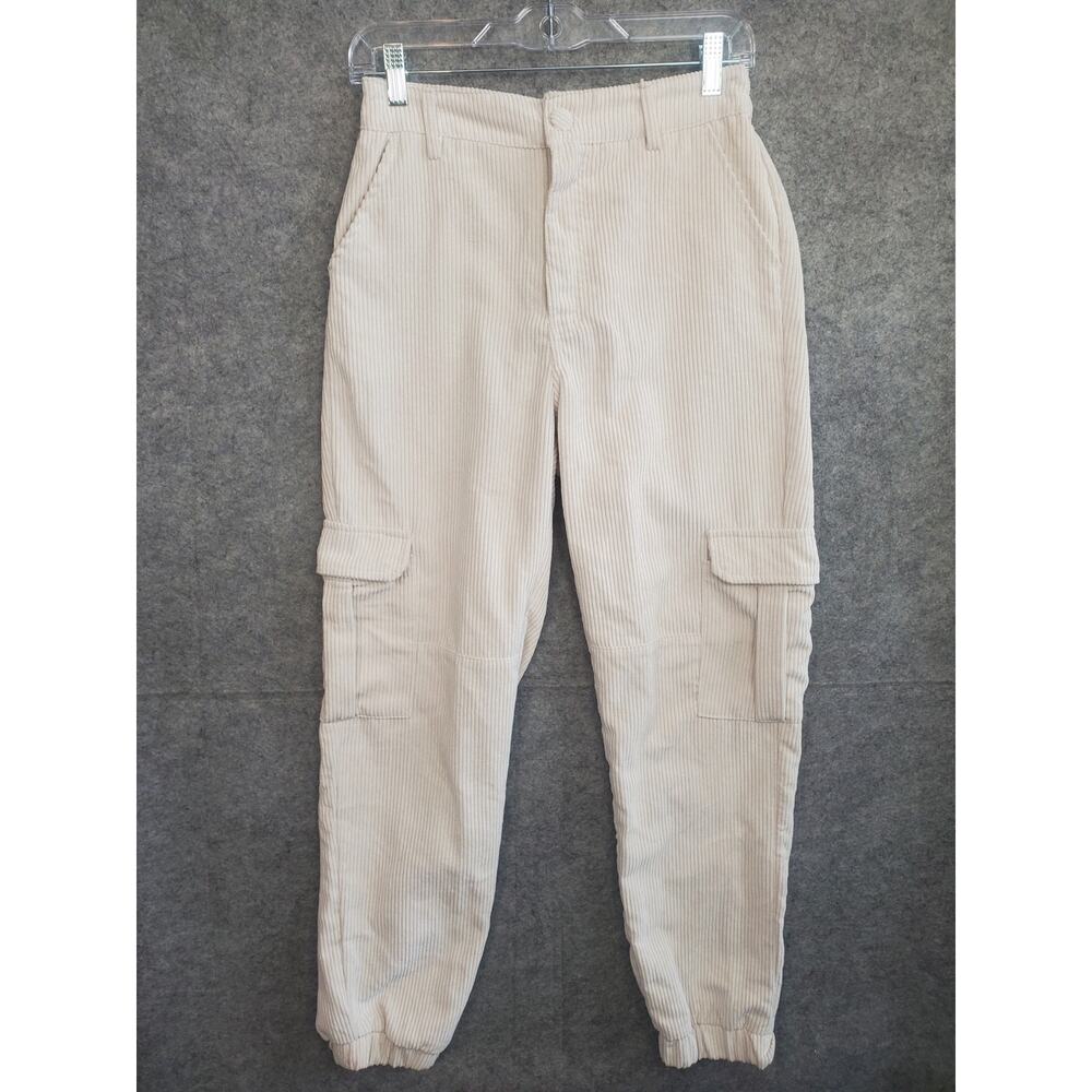 Women's Ardene Size Small White Corduroy High Rise Cargo Jogger